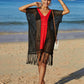 BELLA ROAD Contrast Fringe Trim Openwork Cover-Up Dress at Bella Road