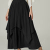 Bella Road Smocked Waist Band Ruched Layered Skirt - Black