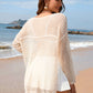 BELLA ROAD Openwork Slit Boat Neck Long Sleeve Cover-Up at Bella Road