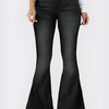 Raw Hem Flare Jeans with Pockets | Petite - Black