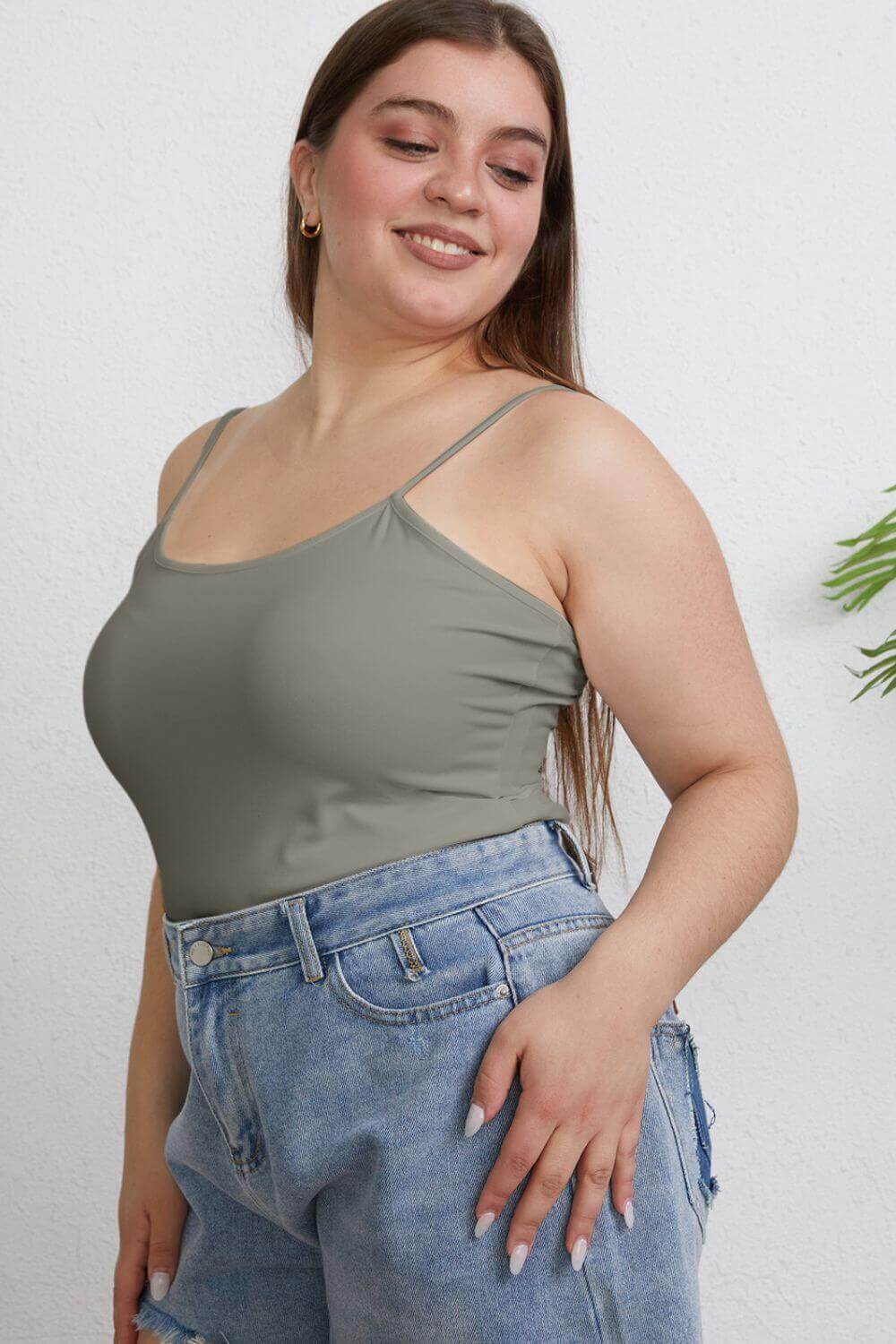 BASIC BAE Full Size Round Neck Slim Cami at Bella Road