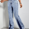 Bella Road Contrast Bootcut Jeans with Pockets - Light