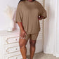 BASIC BAE Full Size Soft Rayon Three-Quarter Sleeve Top and Shorts Set at Bella Road