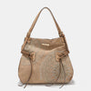 Nicole Lee USA Side Braided Tassel Inlaid Rhinestone Embroidery Hobo Bag - Beige