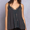 Lace Detail V-Neck Cami - Charcoal