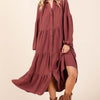 Mittoshop Tiered Button Down Long Sleeve Midi Dress - Sienna