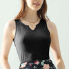 Notched Rib Knit Tank - Black