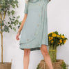 Decor Button Short Sleeve Dress with Pockets | Full Size - Sage