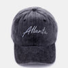 Washed ATLANTA Embroidered Baseball Cap - Atlanta Black