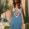 Geometric V-Neck Spaghetti Strap Cover Up Dress - Sky Blue