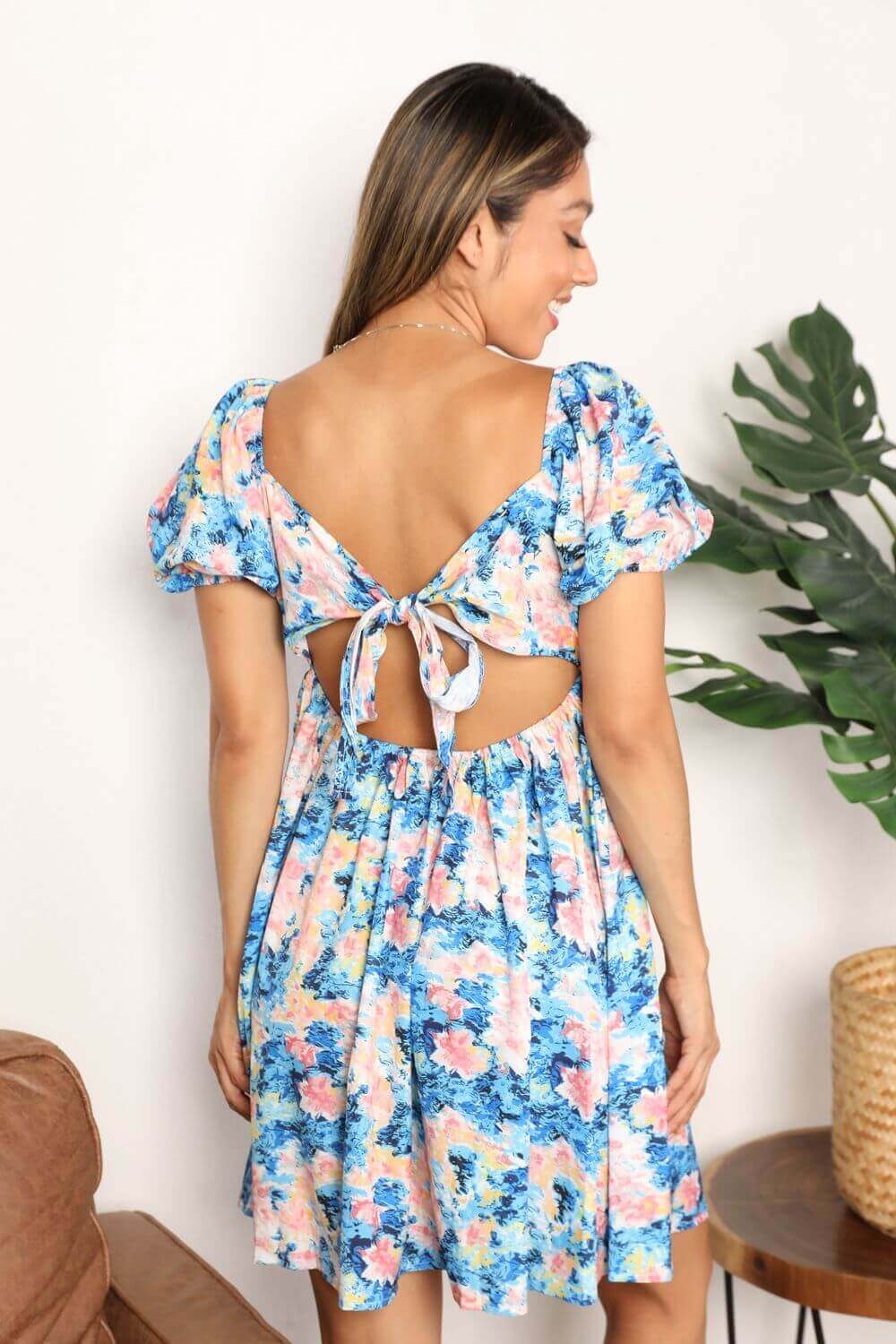 DOUBLE TAKE Floral Square Neck Puff Sleeve Dress at Bella Road