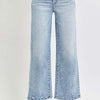 RISEN Full Size Tummy Control High Rise Crop Wide Leg Jeans - Light