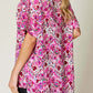 DOUBLE TAKE Full Size Printed V-Neck Short Sleeve Blouse at Bella Road