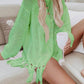 DOUBLE TAKE Openwork Tassel Hem Long Sleeve Knit Cover Up at Bella Road