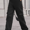 Baeful Long Straight Leg Jeans with Pockets - Black