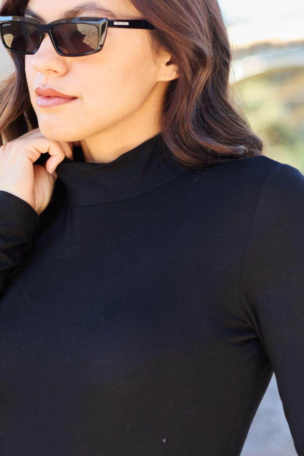 BASIC BAE Full Size Mock Neck Long Sleeve Bodysuit at Bella Road