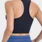 Back view of Millennia Scoop Neck Wide Strap Active Tank, showcasing ribbed fabric and sporty design for active comfort.