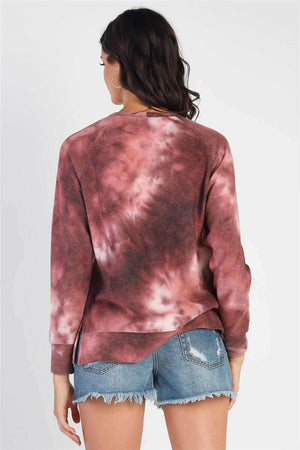 TASHA APPAREL Tie-Dye Round Neck Long Sleeve Sweatshirt at Bella Road