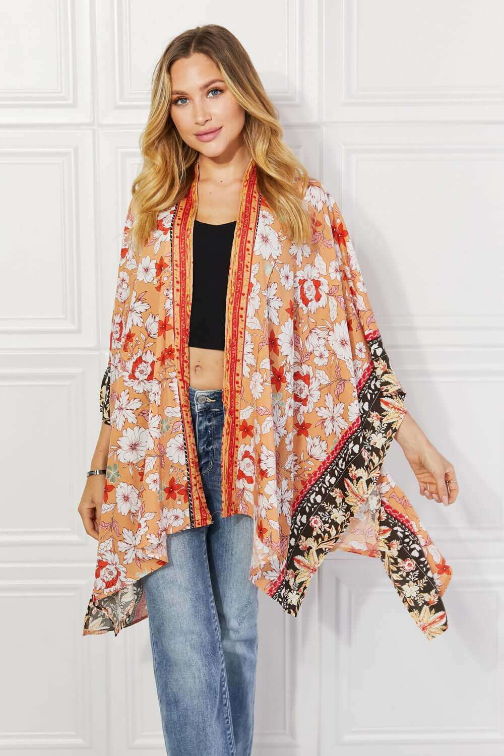 JUSTIN TAYLOR Peachy Keen Cover-Up Kimono at Bella Road