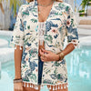 Bella Road Swim Tassel Printed Open Front Half Sleeve Cover-Up - Pastel Yellow