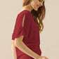 NINEXIS Boat Neck Short Sleeve Ruched Side Top at Bella Road