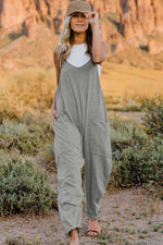 DOUBLE TAKE Full Size V-Neck Sleeveless Jumpsuit with Pockets at Bella Road