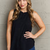 First Glance Sleeveless Neckline Slit Top - Black