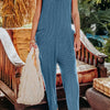 Sleeveless Straight Jumpsuit | Full Size - Sky Blue