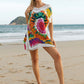 Openwork Printed Round Neck Cover Up