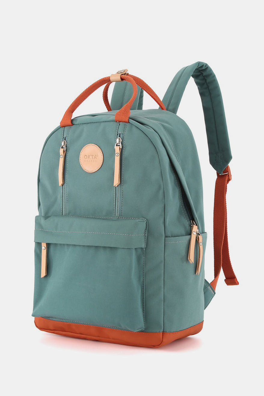 Himawari waterproof backpack bag with multilayer pockets in teal and orange, perfect for everyday and outdoor adventures.