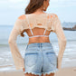 BELLA ROAD Distressed Boat Neck Long Sleeve Cover Up at Bella Road