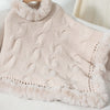 Bella Road Fuzzy Hem Cable-Knit Poncho - Eggshell