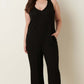 MITTOSHOP Rib Knit V-Neck Cross Back Jumpsuit at Bella Road