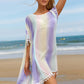 Tassel Boat Neck Half Sleeve Cover Up