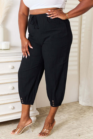 DOUBLE TAKE Decorative Button Cropped Pants at Bella Road