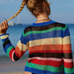 BELLA ROAD Rainbow Stripe Openwork Long Sleeve Cover-Up at Bella Road