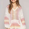 Striped Hooded Long Sleeve Sweater - Natural Multi