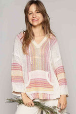 POL Striped Hooded Long Sleeve Sweater at Bella Road