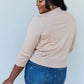 DOUBLJU My Favorite Full Size 3/4 Sleeve Cropped Cardigan in Khaki at Bella Road