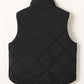 Bella Road Snap Down Texture Vest Coat in black with quilted design and pockets, perfect for fall and winter wardrobe.