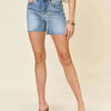 Judy Blue High Waist Raw Hem Denim Shorts | Full Size - Medium