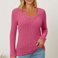 Basic Bae Ribbed V-Neck Long Sleeve T-Shirt