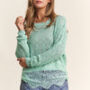 J.NNA Lace Detail Long Sleeve Knit Top - Sage