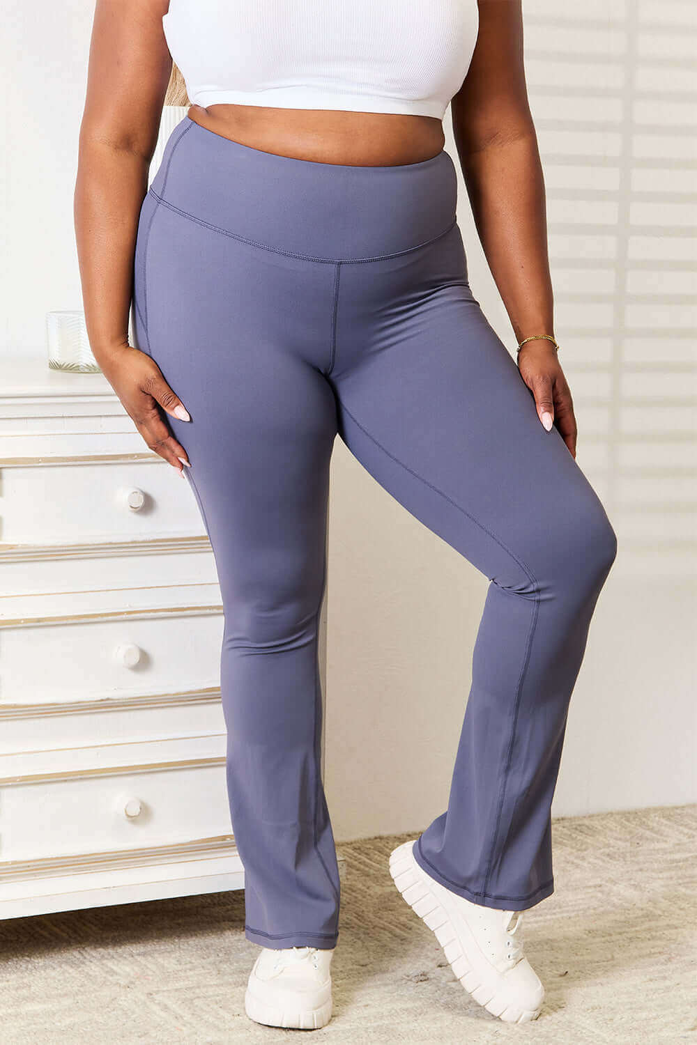 BASIC BAE Wide Waistband Bootcut Sports Pants at Bella Road