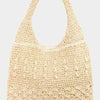 Straw Braided Tote Bag, Square - Ivory