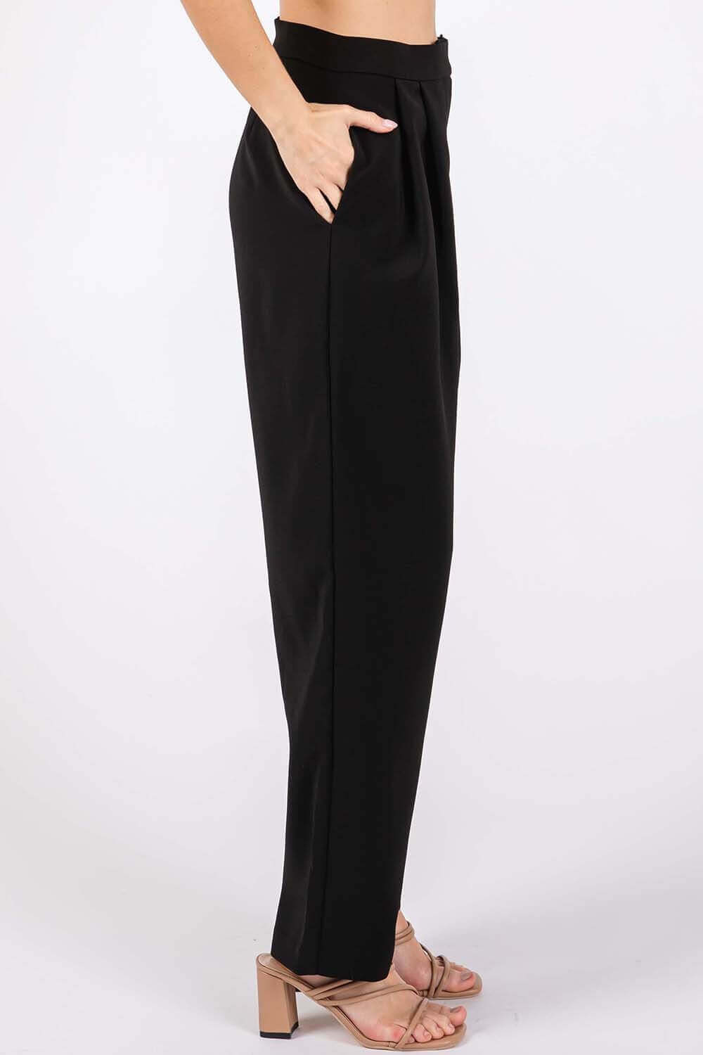 GEEGEE High-Waisted Pleated Pants at Bella Road