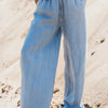 Drawstring Wide Leg Jeans - Light