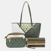 Nicole Lee USA 3-Piece Color Block Handbag Set - OLIVE