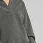 Stylish Umgee Johnny Collar Dropped Shoulder Sweatshirt in gray, perfect for casual comfort and trendy looks.