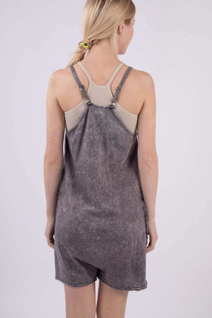 VERY J V-Neck Sleeveless Washed Romper at Bella Road